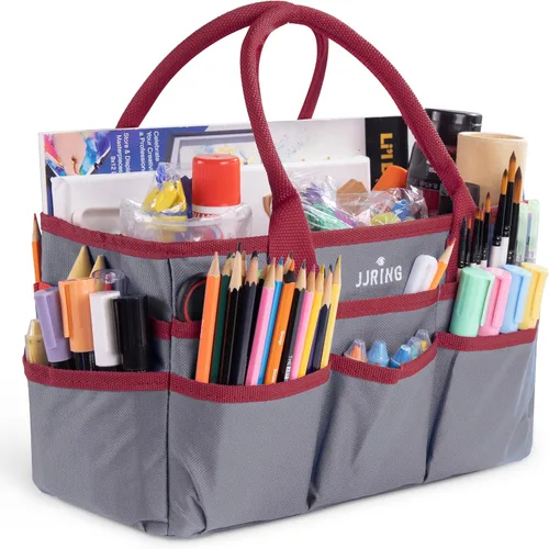 Miniatura 12 de JJRING Bolsa organizadora para manualidades y arte, tela de nailon azul 600D, con bolsillos, para manualidades, álbumes de recortes, médicos y Azul