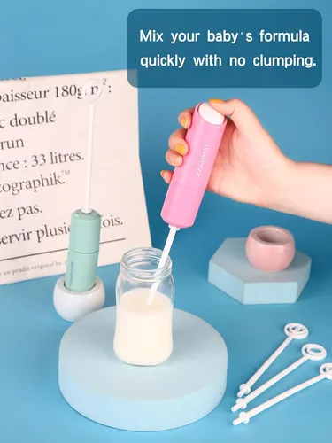 Miniatura 2 de Agitador de fórmula eléctrico de mano, espumadores de leche eléctricos, mezclador de bebida portátil (azul)