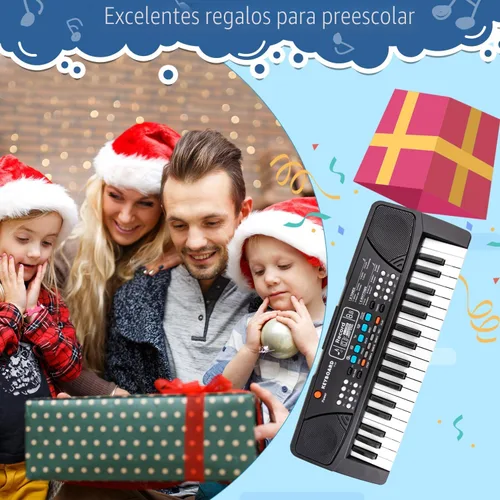 Miniatura 7 de Teclado de piano mejorado de 37 teclas para niños, juguetes musicales de 3 a 5 años, teclado para principiantes, piano con micrófono para niños