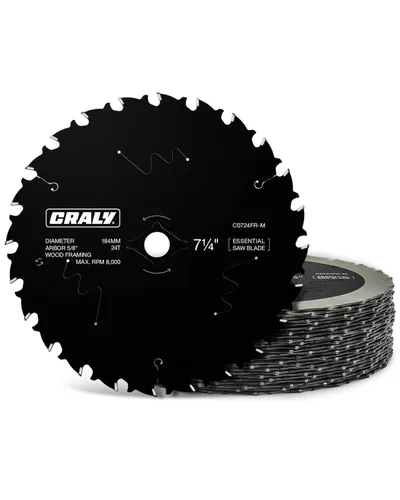 Miniatura 7 de CRALY Hoja de sierra circular de 6-1/2 pulgadas con 24 dientes para corte de madera, marco, 5/8 pulgadas de eje, carburo con punta, corte fino