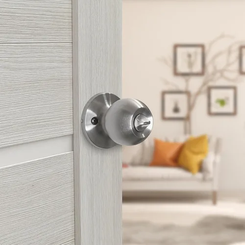 Miniatura 7 de A Key Tech Juego completo de pomo de puerta de privacidad y 3 bisagras de puerta con tapón magnético para puerta, kit completo de herrajes
