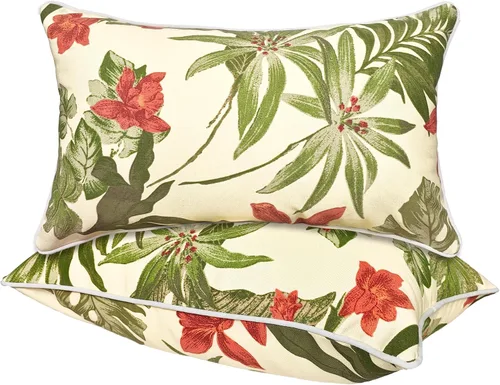 Miniatura 11 de JMGBird Juego de 2 almohadas lumbares para exteriores con relleno de algodón PP para muebles de patio, almohadas decorativas de 12 x 20 pulgadas