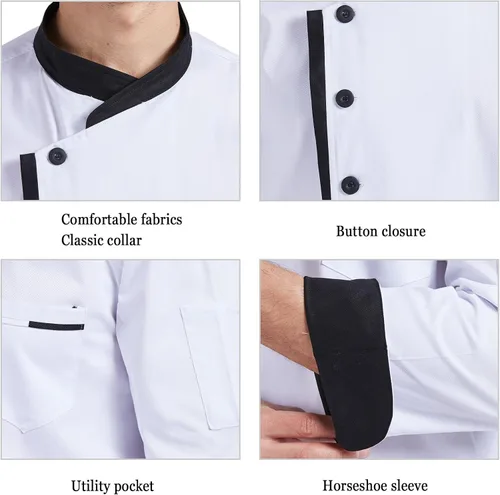 Miniatura 5 de Nanxson Chaqueta de chef unisex para hombre, abrigo de chef para restaurante, cocina, uniforme CFM0016