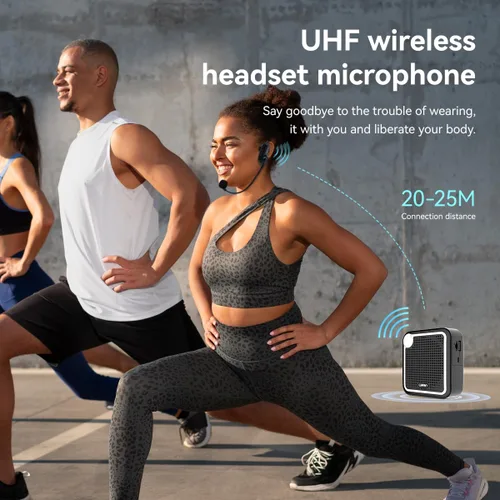 Miniatura 3 de JFH Amplificador de voz para profesores, micrófono y altavoz portátil, amplificador de voz inalámbrico Bluetooth recargable, sistema PA, mini