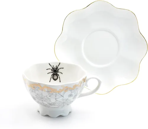 Miniatura 2 de Grace Teaware Spider Web - Taza de té y platillo de vieira de oro blanco