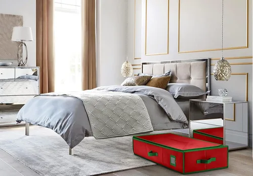 Miniatura 8 de Organizador de papel de regalo de alta calidad, soporte para papel de regalo con bolsillos adicionales para decoraciones navideñas, asas reforzadas