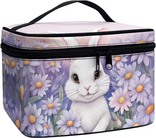 Miniatura 35 de doginthehole Bolsa de maquillaje, bolsa de cosméticos de viaje, bolsa de aseo portátil grande, organizador de accesorios para mujeres y niñas