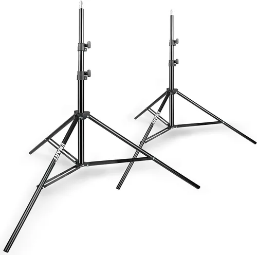 EMART Soporte de luz de 8.5 pies para fotografía, paquete de 2 trípodes portátiles de iluminación de video para luz rápida, flash, caja de luz, luz