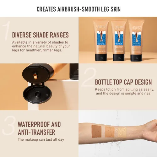Miniatura 3 de Maquillaje de piernas y cuerpo, base corporal perfeccionadora de la piel, maquillaje para cubrir tatuajes, corrector de vena de araña para cubrir