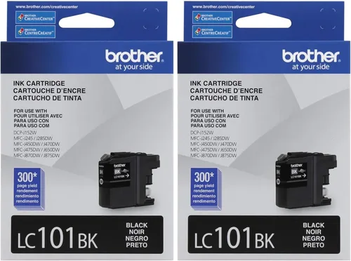 Brother - Cartucho original de tinta negra de rendimiento estándar, LC101BK, tinta negra de repuesto, rendimiento de hasta 300 páginas, LC101