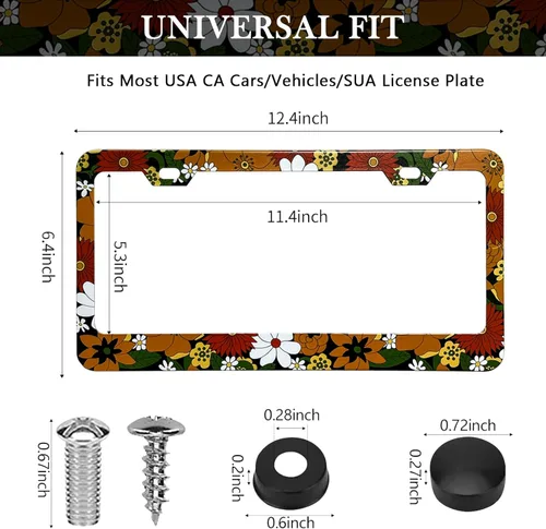 Miniatura 2 de LIN KANG Lindo marco de matrícula hippie – Paquete de 2 marcos de matrícula para mujer, marcos de placa de automóvil hippie, soporte de marcos