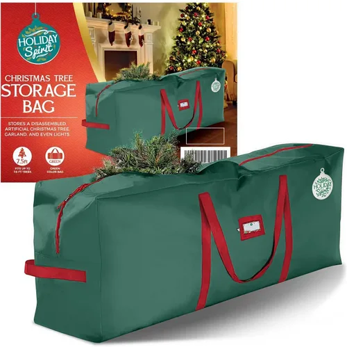 HOLIDAY SPIRIT Bolsa de almacenamiento para árbol de Navidad para árbol de 7.5 pies, lona Oxford 600D resistente al agua con asas reforzadas y doble