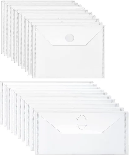 Miniatura 14 de Paquete de 10 bolsillos de almacenamiento de sellos y troqueles, sobres de almacenamiento de plástico de gran tamaño de 8.75 x 6 pulgadas, carpetas K