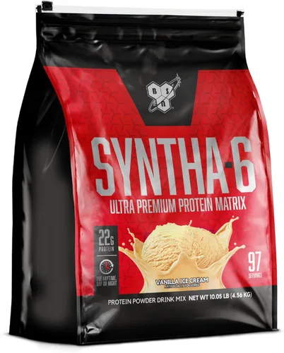 BSN SYNTHA-6 Proteína de suero en polvo, caseína micelar, aislado de proteína de leche en polvo, helado de vainilla, 97 porciones (el paquete puede