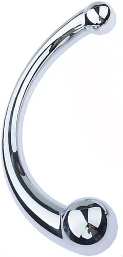 Consolador sexual de doble extremo para masaje, para estimular, fetiche, enchufe anal, consolador de metal curvado de doble extremo, juguete sexual