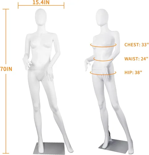 Miniatura 2 de Maniquí femenino Forma de vestido sin rostro 70 pulgadas Maniquíes ajustables Modelo de vestido de cuerpo completo Maniquíes desmontables