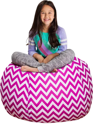 Miniatura 25 de Posh Stuffable Kids Funda de Silla Puf Rellenable para Almacenamiento de Animales de Peluche - Organizador de Juguetes Infantiles, Mediano 27