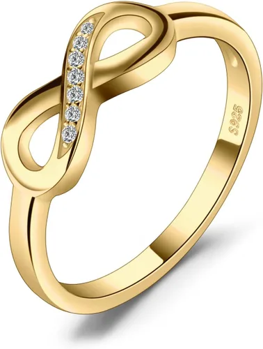 Miniatura 46 de JewelryPalace - Anillos de plata de ley 925 chapados en oro rosa, amarillo o blanco de 14 K para mujer, de compromiso, con circonia cúbica, de boda
