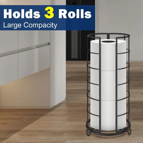 Miniatura 5 de NearMoon Soporte organizador de papel higiénico, almacenamiento de 3 rollos de papel higiénico, accesorio de baño de metal, soporte para rollo