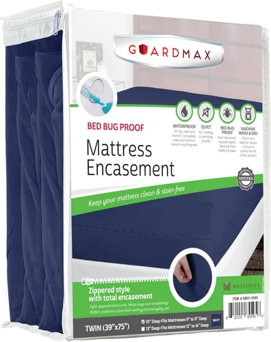 Miniatura 55 de Guardmax Funda de colchón de punto con cremallera, tamaño Queen, impermeable y a prueba de chinches, ropa de cama cómoda, suave y silenciosa con 2
