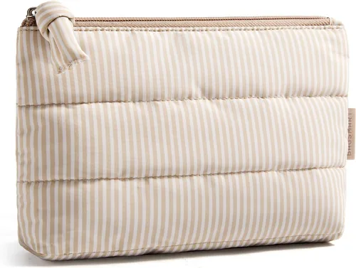 Miniatura 21 de BAGSMART Pequeña bolsa de maquillaje, neceser portátil esponjoso con cierre de cremallera con encanto, organizador de viaje resistente al agua
