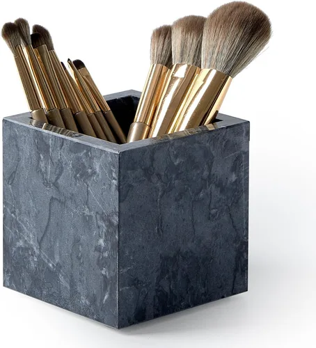 Miniatura 13 de Portacepillos de mármol natural lujoso real y organizador de brochas de maquillaje y soporte para bolígrafos para escritorio, portautensilios