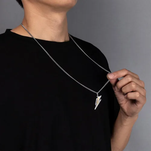 Miniatura 3 de Yumikoo Collar con colgante de acero inoxidable con rayo dorado para hombre y mujer