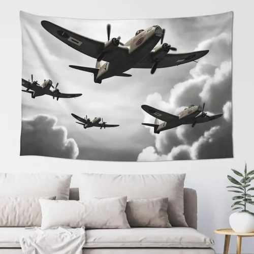 Miniatura 4 de VTCTOASY Tapiz estampado de la Segunda Guerra Mundial para colgar en la pared, bonito tapiz de pared para dormitorio, sala de estar, 60 x 40 pulgadas