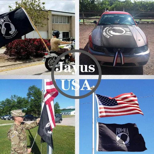 Miniatura 3 de Jayus Banderas militares Pow Mia de doble cara de 2 x 3 pulgadas para exteriores, nailon resistente 320D Pow You Are Not Forgotten Prisoner of War