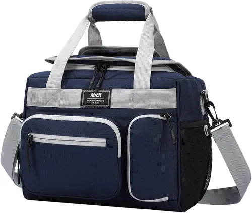 MIER Lonchera térmica aislante a prueba de fugas para adultos, hombres y mujeres, bolsa enfriadora de 30 latas con tapa superior abatible, 18 Azul