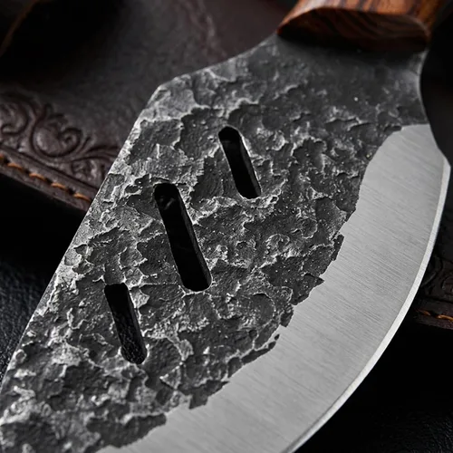 Miniatura 4 de KOFERY Cuchillo de carnicero serbio forjado a mano con espiga completa martillado de acero 4Cr13MoV para cocina, campamento y barbacoa Cuchillo