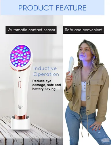 Miniatura 4 de Lyte - Varita de terapia de luz LED inalámbrica para terapia de luz roja y azul para cara, incluye suero hialurónico con sensor automático