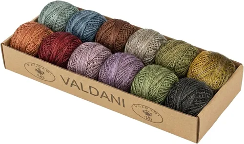 Valdani Hilo de algodón Perle talla 8 | Favoritos durante toda la noche | 12 colores 72 yardas - Hilo de bordado teñido a mano
