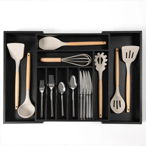 Miniatura 16 de KitchenEdge Organizador Premium de Cubiertos, Vajilla y Utensilios para Cajones de Cocina, Grado Contractual Apto para Alimentos, Expandible de 18 a