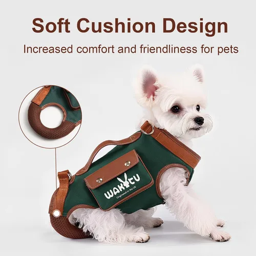 Miniatura 7 de Wakytu Arnés de elevación para perro, arnés VES ajustable para perro, correa ajustable para perro con bolsa pequeña para golosinas para cachorros