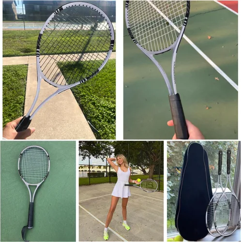 Miniatura 7 de UUBEMM Raquetas de tenis para 2 jugadores recreativas para adultos, raquetas de tenis ligeras para entrenamiento de estudiantes principiantes, juego