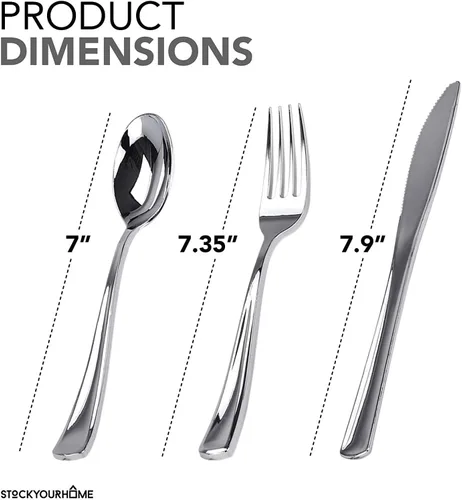 Miniatura 5 de Stock Your Home 125 tenedores desechables de plástico resistente, cubiertos de plástico elegantes que parecen cubiertos reales, utensilios perfectos