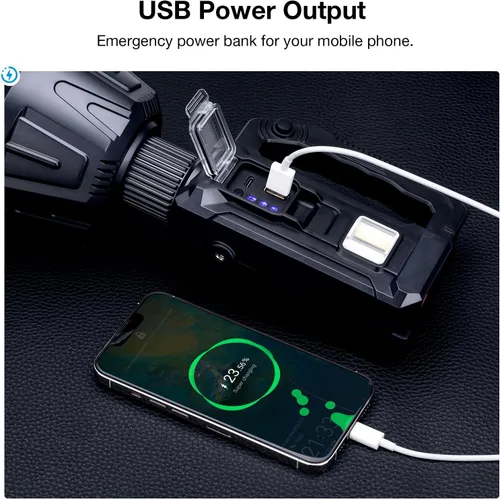 Miniatura 4 de Foco Solar Recargable de 3,000,000 Lúmenes de Alto Brillo, Focos LED Súper Brillantes para Exteriores, Linterna de Mano de Largo Alcance con 6