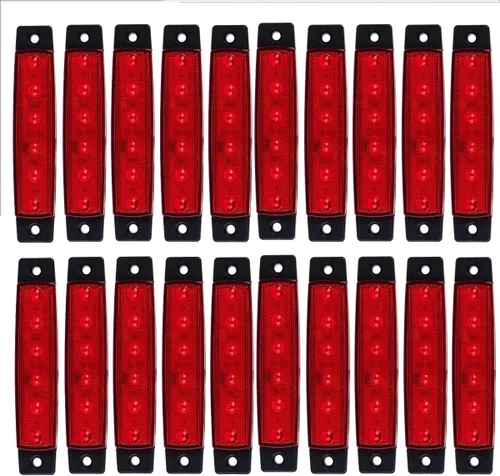 Luces LED rojas de marcador lateral, (paquete de 20) 6 LED 2835 SMD lámparas de liquidación para camión, remolque, caravana, camioneta, tractor, 20