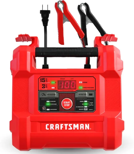 CRAFTSMAN Cargador de batería de auto de 15A y mantenedor de batería, solución 4-en-1, para baterías de 6V/12V de deportes acuáticos, automotrices y