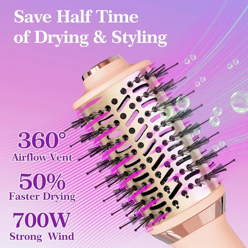 Miniatura 5 de Cepillo Secador de Cabello Cepillo Secador en Uno, Cepillo Secador de Cabello 4 en 1 Secador con Barril Ovalado, Mini Cepillo de Aire Caliente