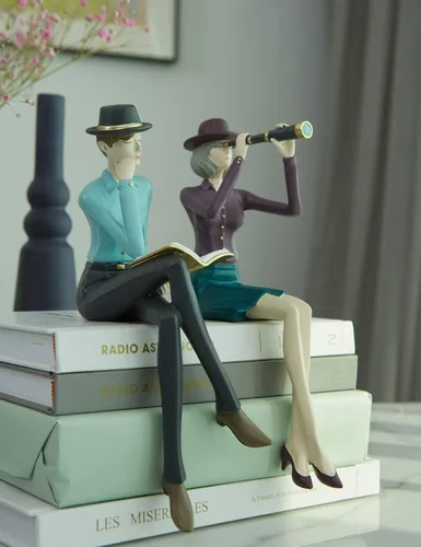 Miniatura 6 de HAUCOZE Estatua de hombre, escultura artística de lectura, decoración moderna del hogar, regalo para sala de estar, dormitorio, oficina, poliresina