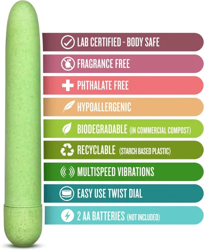 Miniatura 2 de Blush Gaia® Eco - Vibrador delgado silencioso multivelocidad de 7 pulgadas, BioFeel a base de plantas sostenible, clítoris, vagina, juego anal, Verde