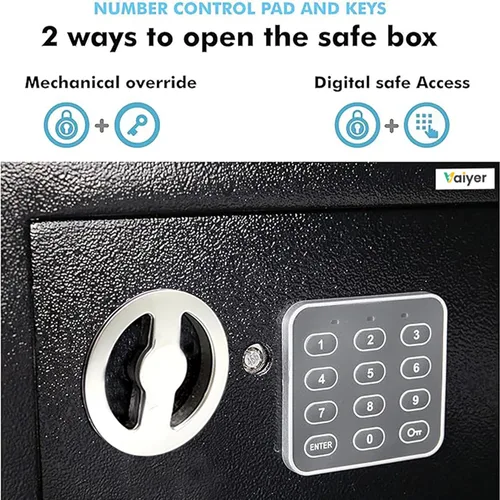 Miniatura 4 de Caja de seguridad electrónica para el hogar y la oficina con teclado digital y llaves, cajas de bloqueo para dinero, cajas de seguridad