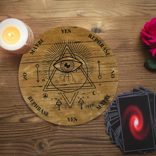Miniatura 4 de Jetec Tablero de péndulo de madera para la radiestesia, adivinación, péndulo de brujería, suministros de altar con collar de cristal y kit