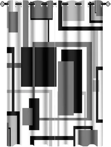 Miniatura 26 de Cortinas opacas para oscurecer la habitación con ojales, arte abstracto moderno, cuadros geométricos, de mediados de siglo, tratamiento de ventana