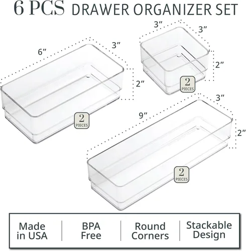 Miniatura 2 de Organizadores de plástico transparente para maquillaje, conjunto de 6