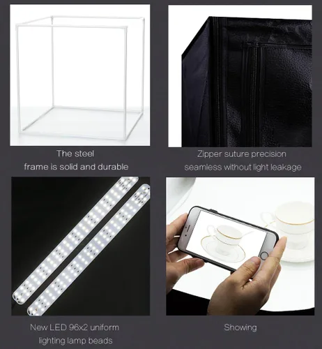 Miniatura 5 de Caja de luz fotográfica grande de 27 x 27 pulgadas/27.6 x 27.6 in, regulable para estudio fotográfico, caja de tienda de campaña profesional