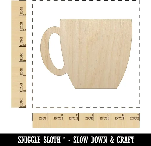 Miniatura 2 de Taza de café con forma de madera maciza sin terminar, recortada para proyectos de manualidades, 1/8 pulgadas de grosor, tamaño de 6.25 pulgadas 0.1
