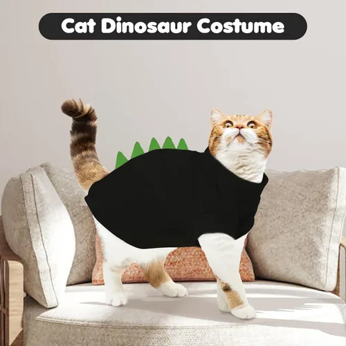 Miniatura 7 de DENTRUN Sphynx - Ropa de gato, lindo diseño de dinosaurio, disfraz de gato sin pelo, camisas de algodón transpirable, ropa de gato solo para gatos